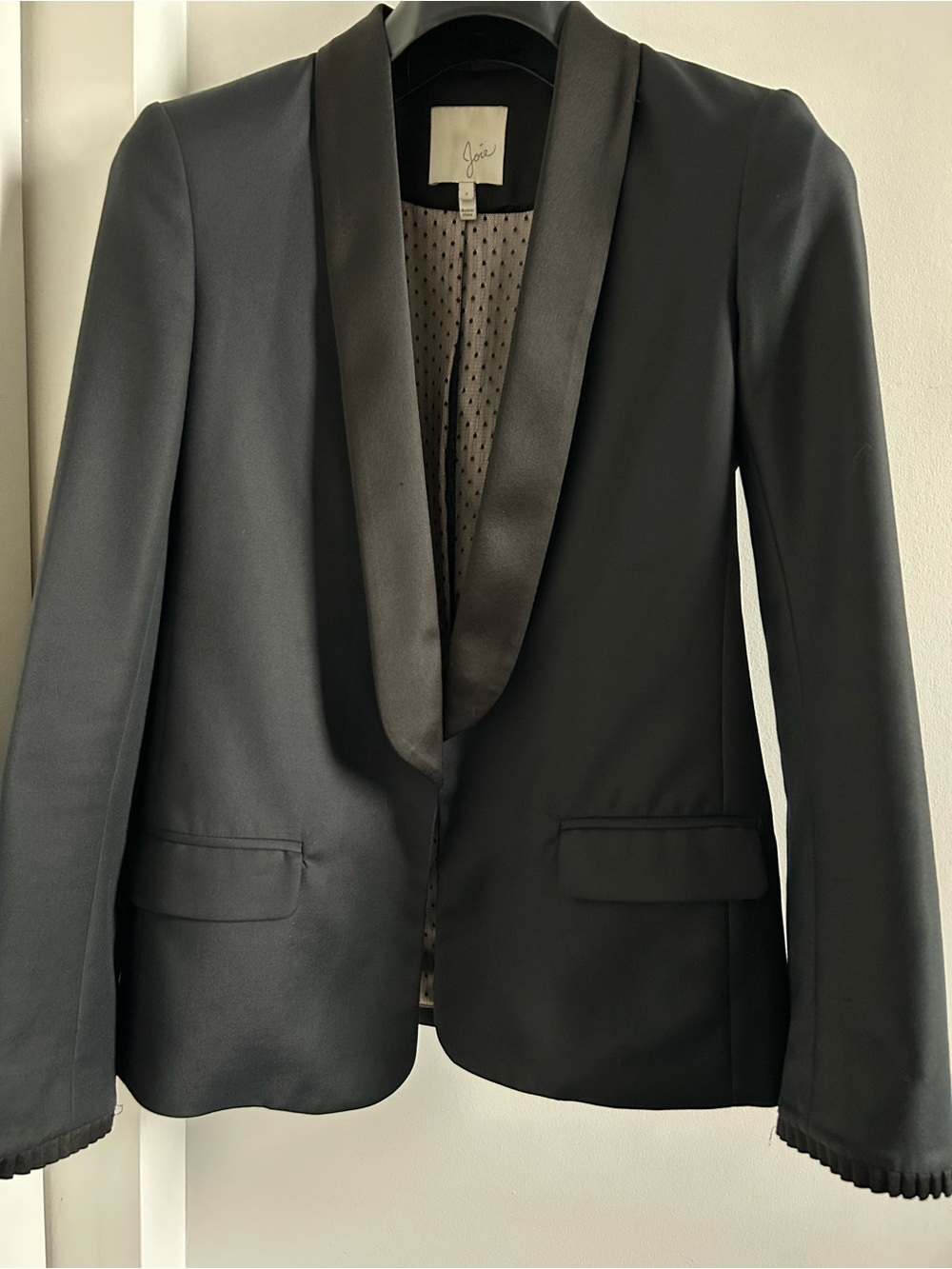 Joie Gray Satin-Trim Blazer